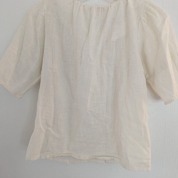 Able Cream Linen look Button Down Blouse - Picture 5 of 5